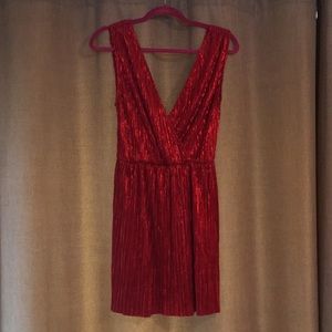 Deep V-Neck Red Dress